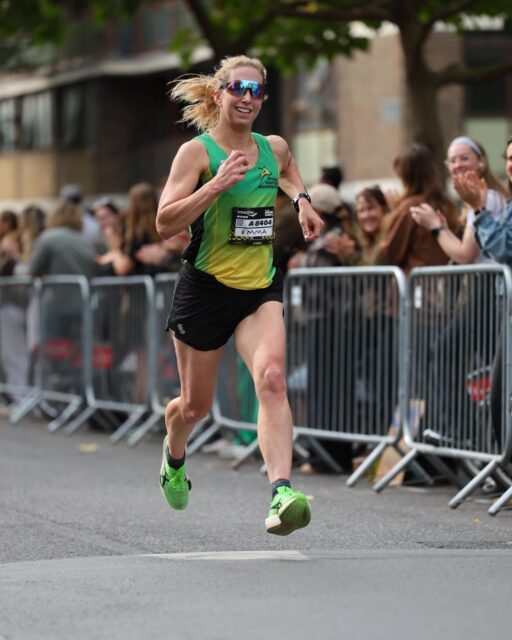 Congratulations to Emma Cowper who claimed a first place age category victory at the Shoreditch half marathon on Sunday with an incredible time of 1:22:24. Emma also shattered the club’s longstanding FV35 half marathon record by nearly two minutes, surpassing Ann Cook’s impressive 29-year benchmark of 1:24:09.
Well done Emma! 💚💛